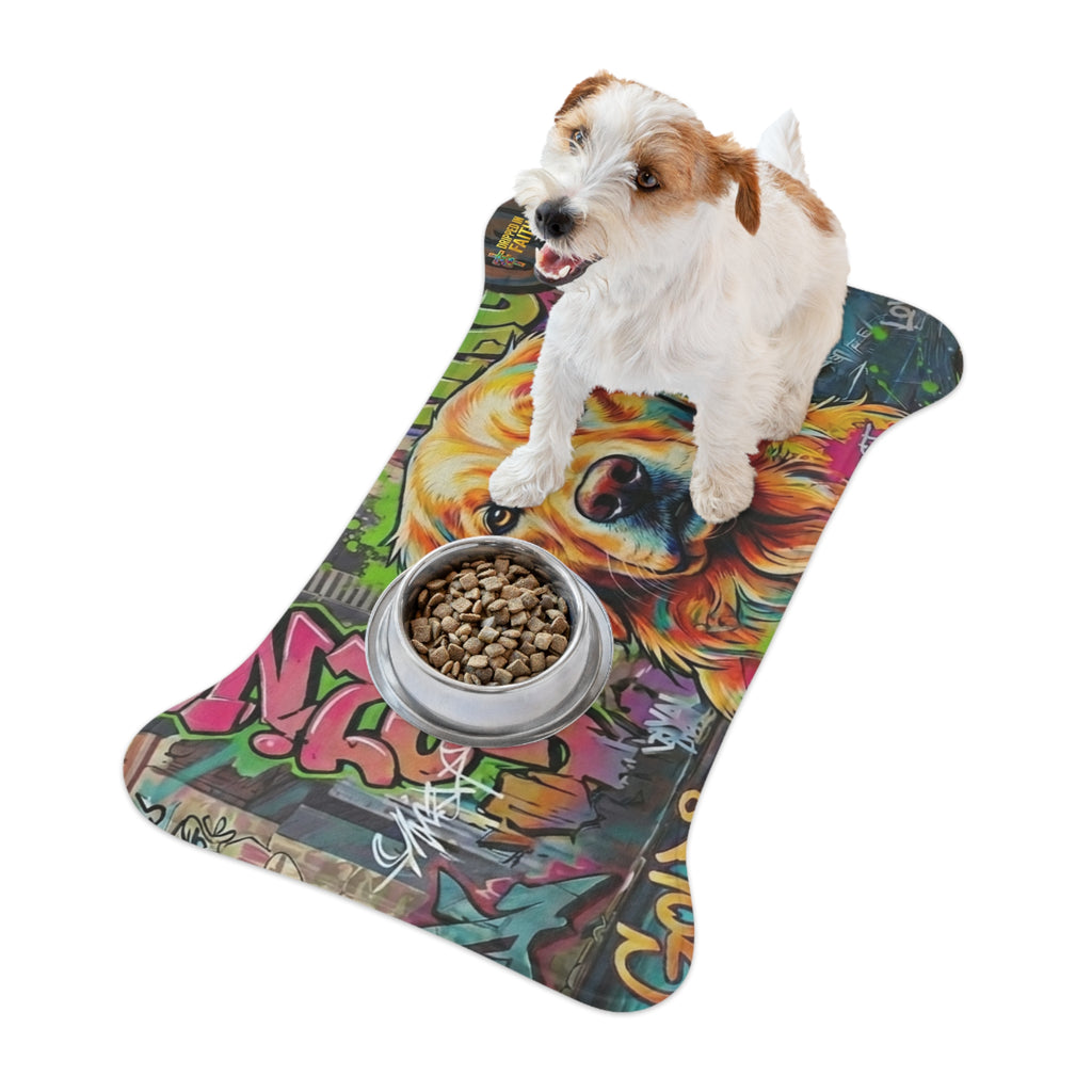 Graffiti Golden Retriever Pet Feeding Mat — Colorful Dog Placemat