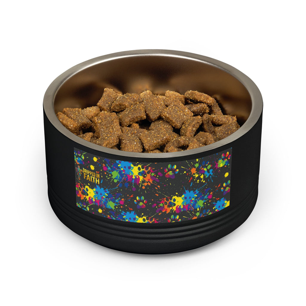 Tigela para Cão — Tigela para Animais de Estimação de Aço Inoxidável com Ossos Azuis-Petróleo e Patas Cor de Laranja (532 ml)