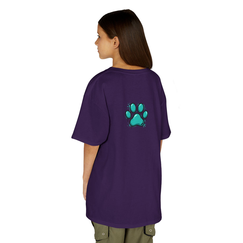 Kids Grafitti Dachshund T-Shirt — "Faithful Paws City" Colorful Angels & Paw Print Graphic Tee