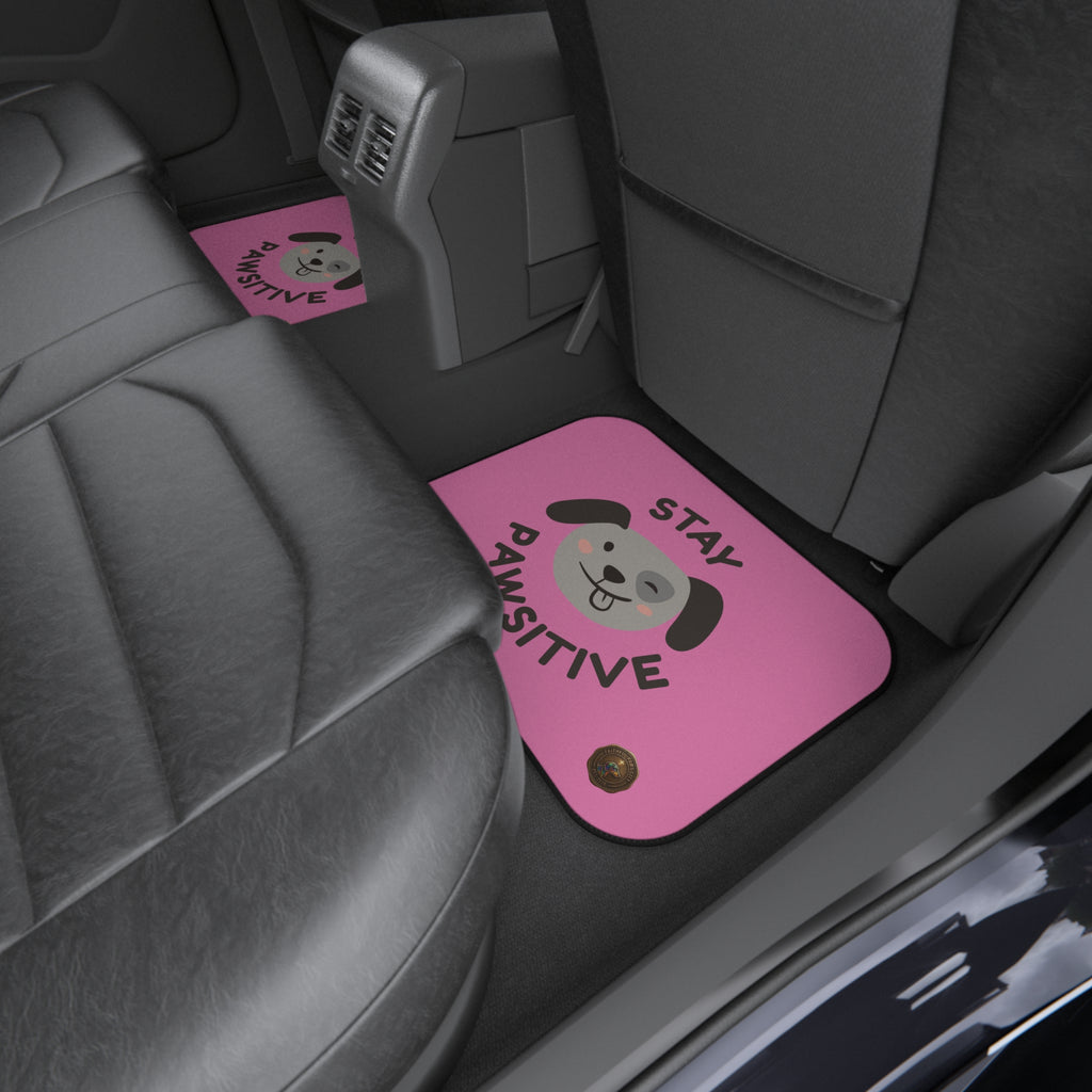 Tapetes Rosa para Carro - Tapetes Traseiros para Cão "Stay Pawsitive" (Pack de 2)