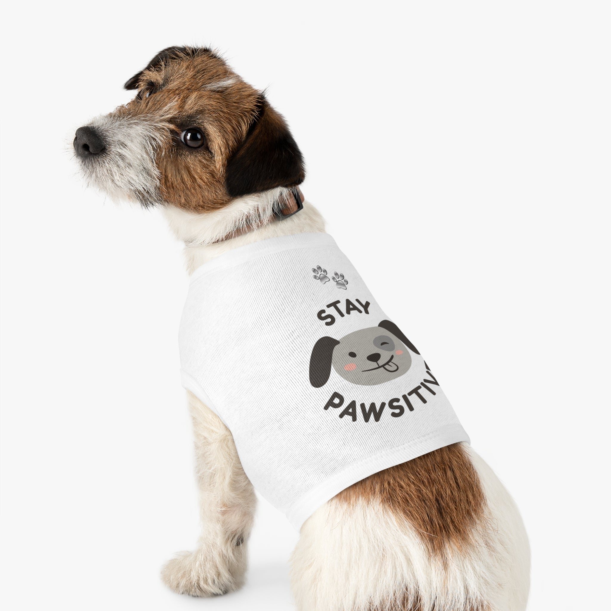 Stay Pawsitive Dog Tank Top — Cute Puppy Graphic Pet Shirt