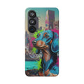 Funda flexible para teléfono de arte callejero de Dachshund — Funda de iPhone con perro de grafiti colorido