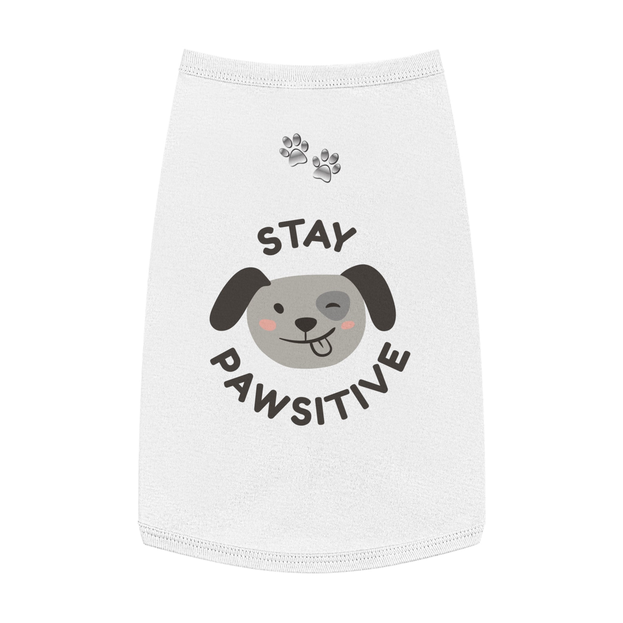 Stay Pawsitive Dog Tank Top — Cute Puppy Graphic Pet Shirt