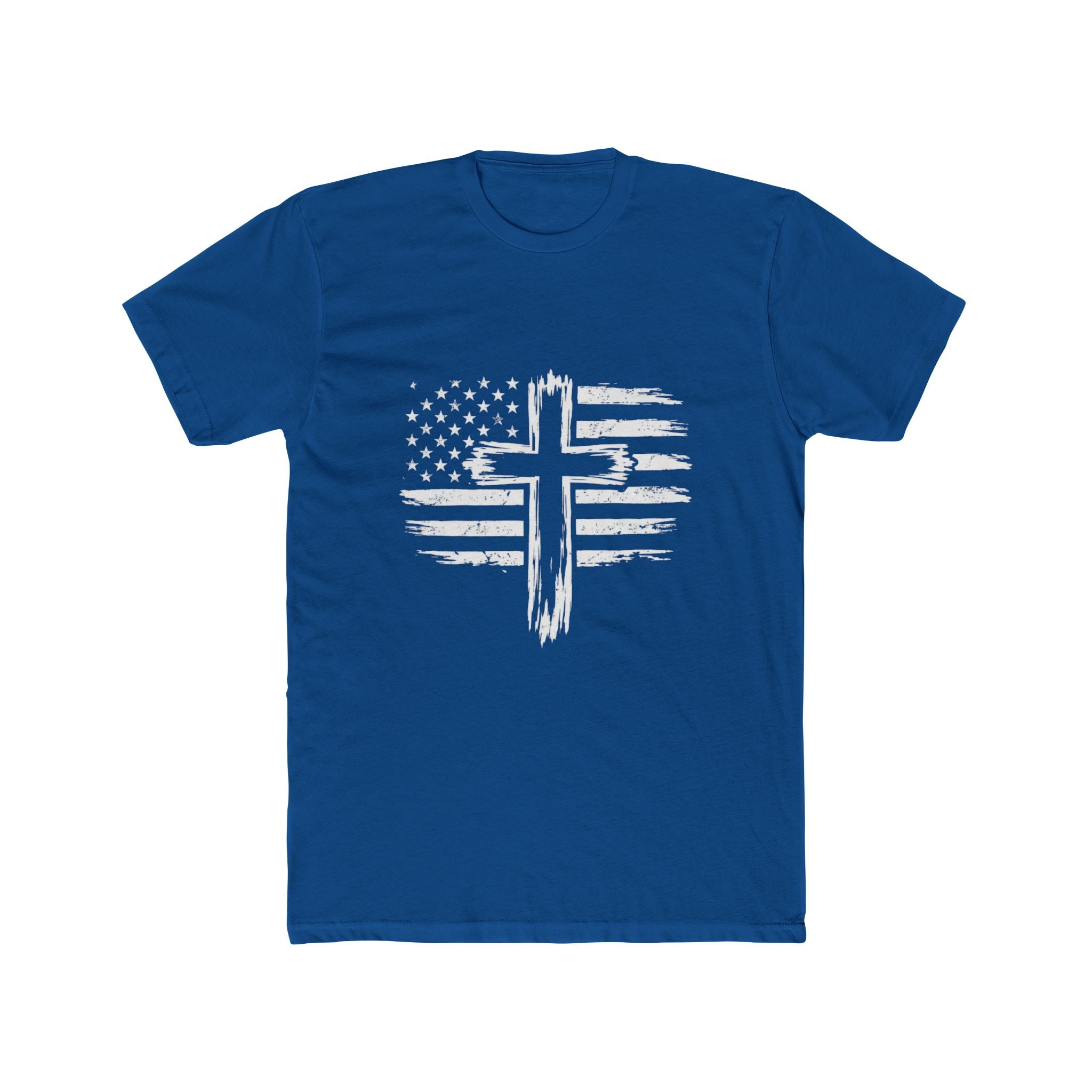 Christian Cross American Flag T-Shirt — Distressed Patriotic Faith Tee