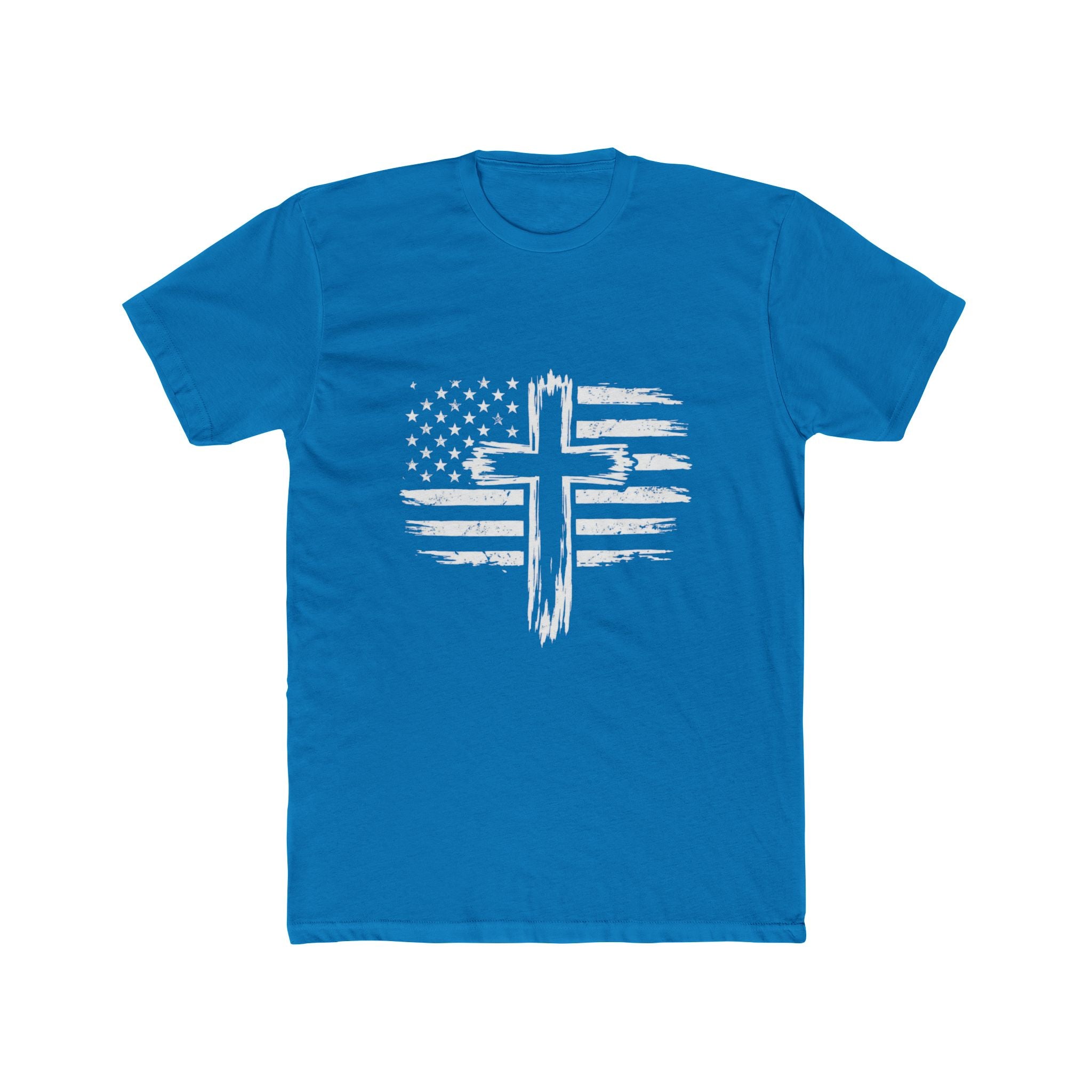 Christian Cross American Flag T-Shirt — Distressed Patriotic Faith Tee