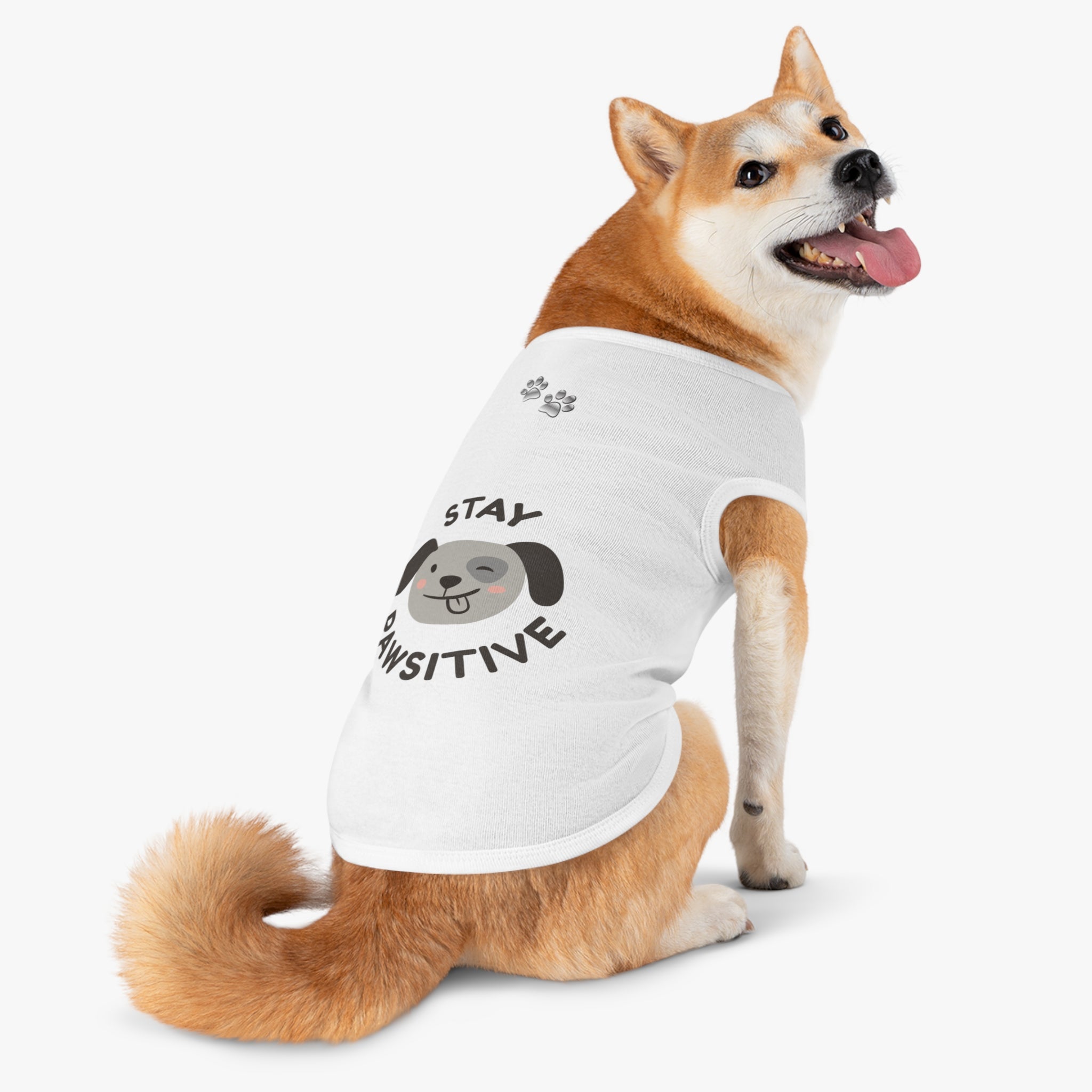 Stay Pawsitive Dog Tank Top — Cute Puppy Graphic Pet Shirt