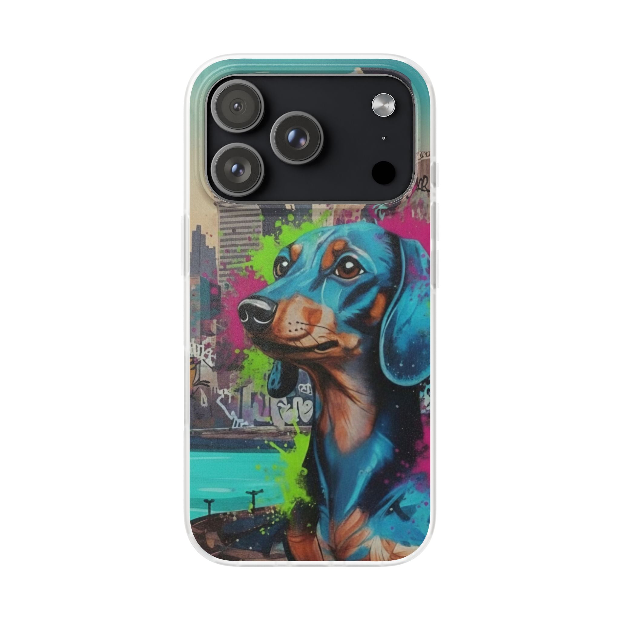 Dachshund Street Art Flexi Phone Case — Colorful Graffiti Dog iPhone Case