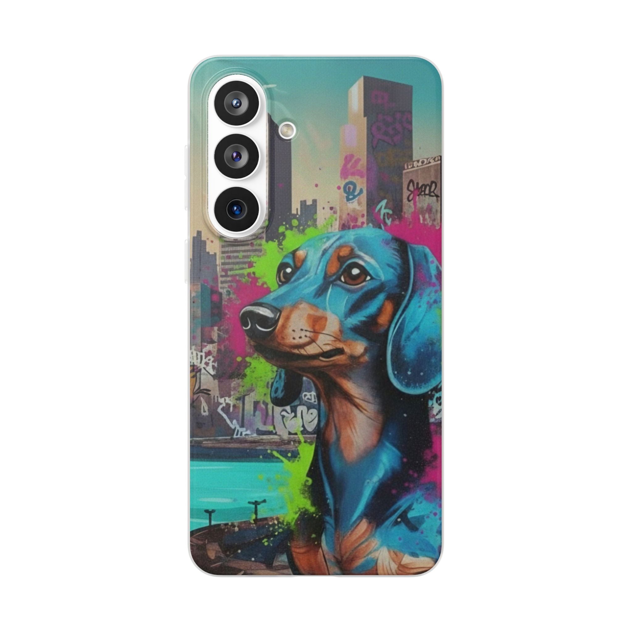 Dachshund Street Art Flexi Phone Case — Colorful Graffiti Dog iPhone Case