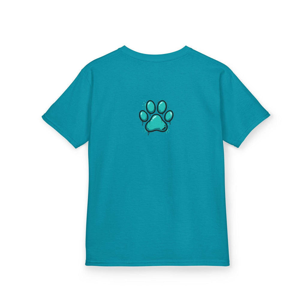 Kids Grafitti Dachshund T-Shirt — "Faithful Paws City" Colorful Angels & Paw Print Graphic Tee