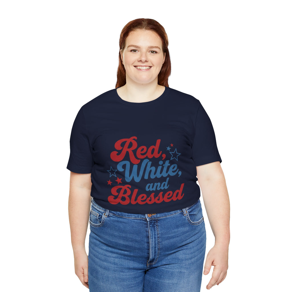 Unisex Jersey short sleeve Red, White, and Blessed T‑Shirt - 4th of July Theme
