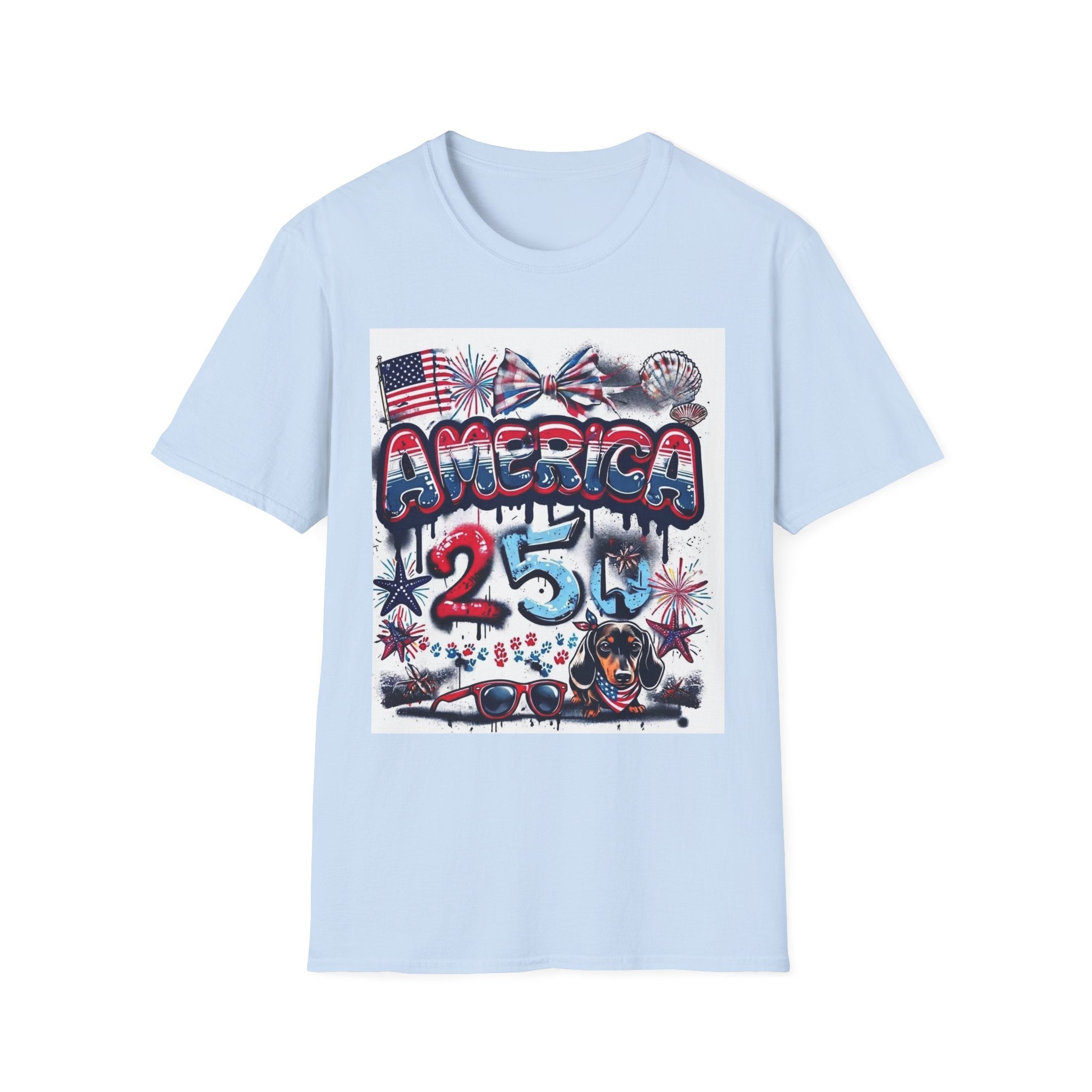 T-Shirt Gráfica 4 de Julho América — Bandeira dos EUA Patriótica e Design de Fogo de Artifício