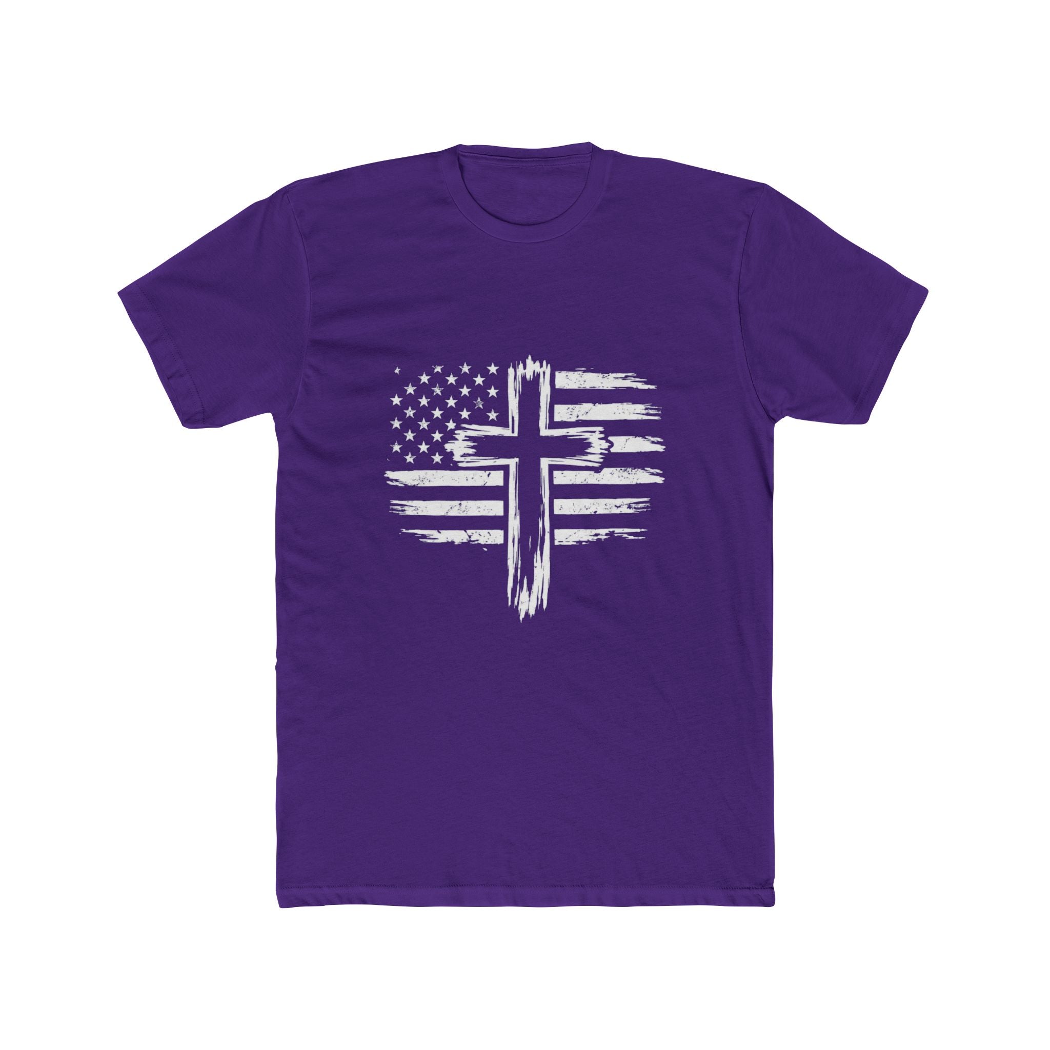 Christian Cross American Flag T-Shirt — Distressed Patriotic Faith Tee