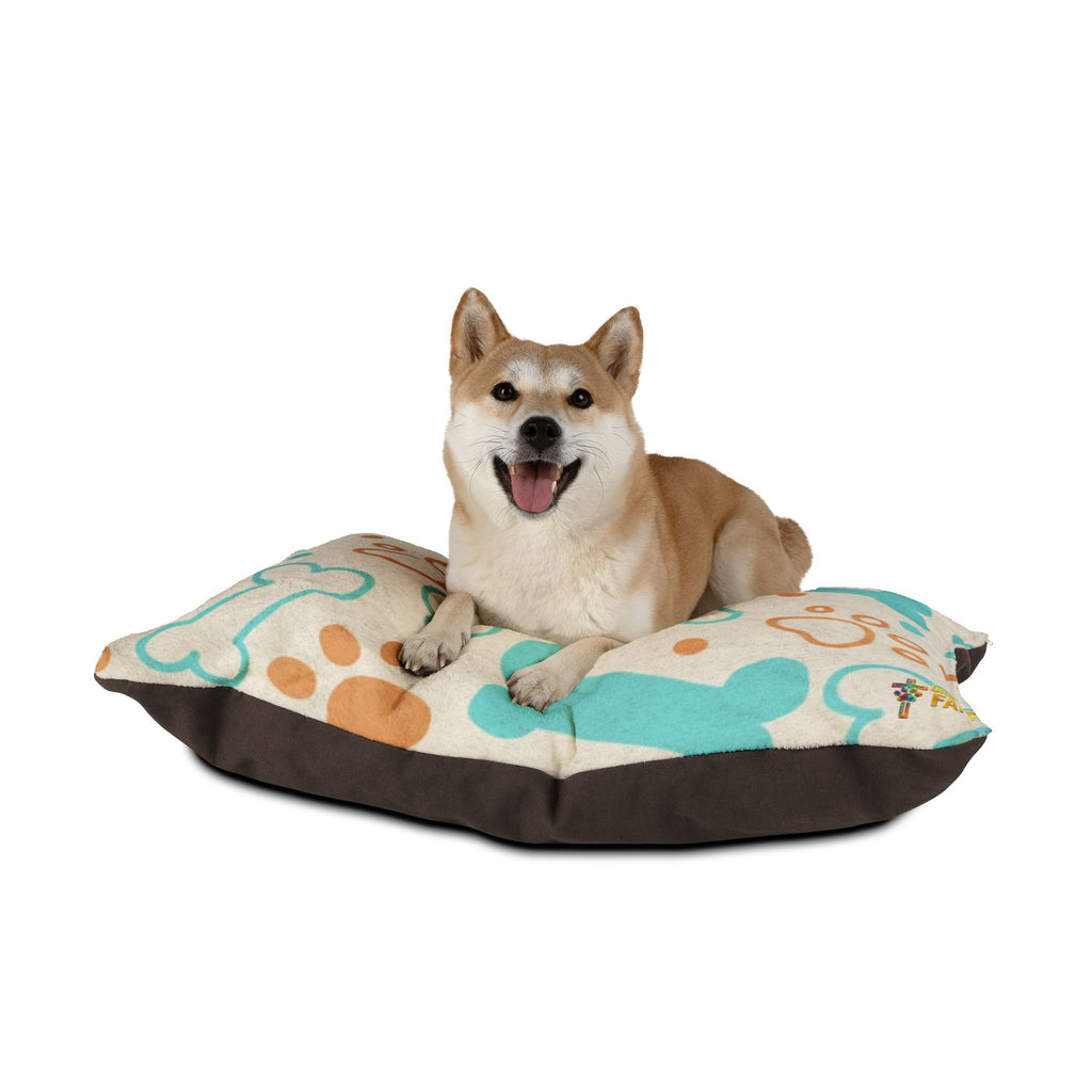 Plush Dog Bone & Paw Print Pet Bed — Cozy Orthopedic Cushion for Small & Medium Dogs