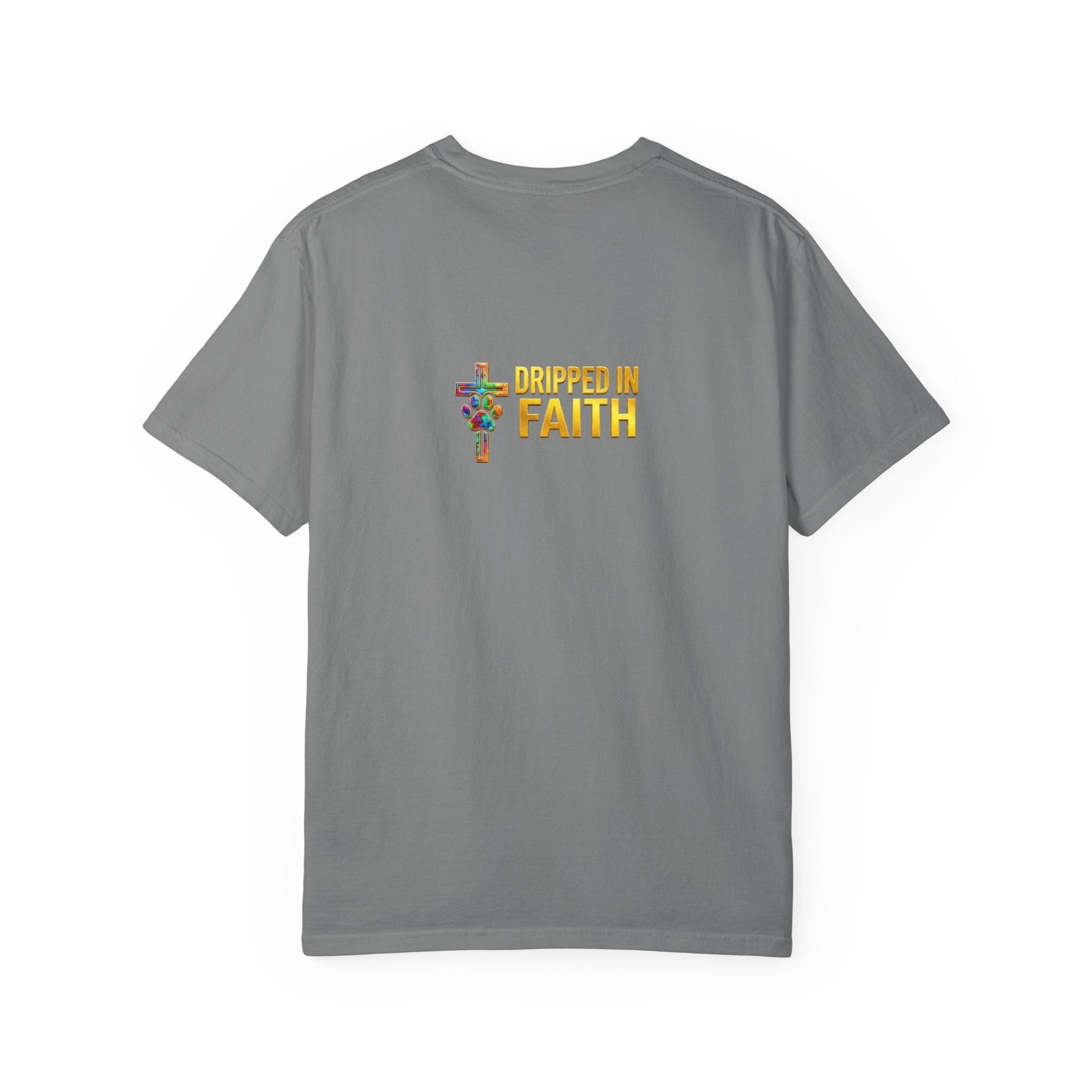 Unisex Christian Dog Grafitti T‑Shirt — "For He Shall Give His Angels Charge Over You" Inspirational Paw Print Tee