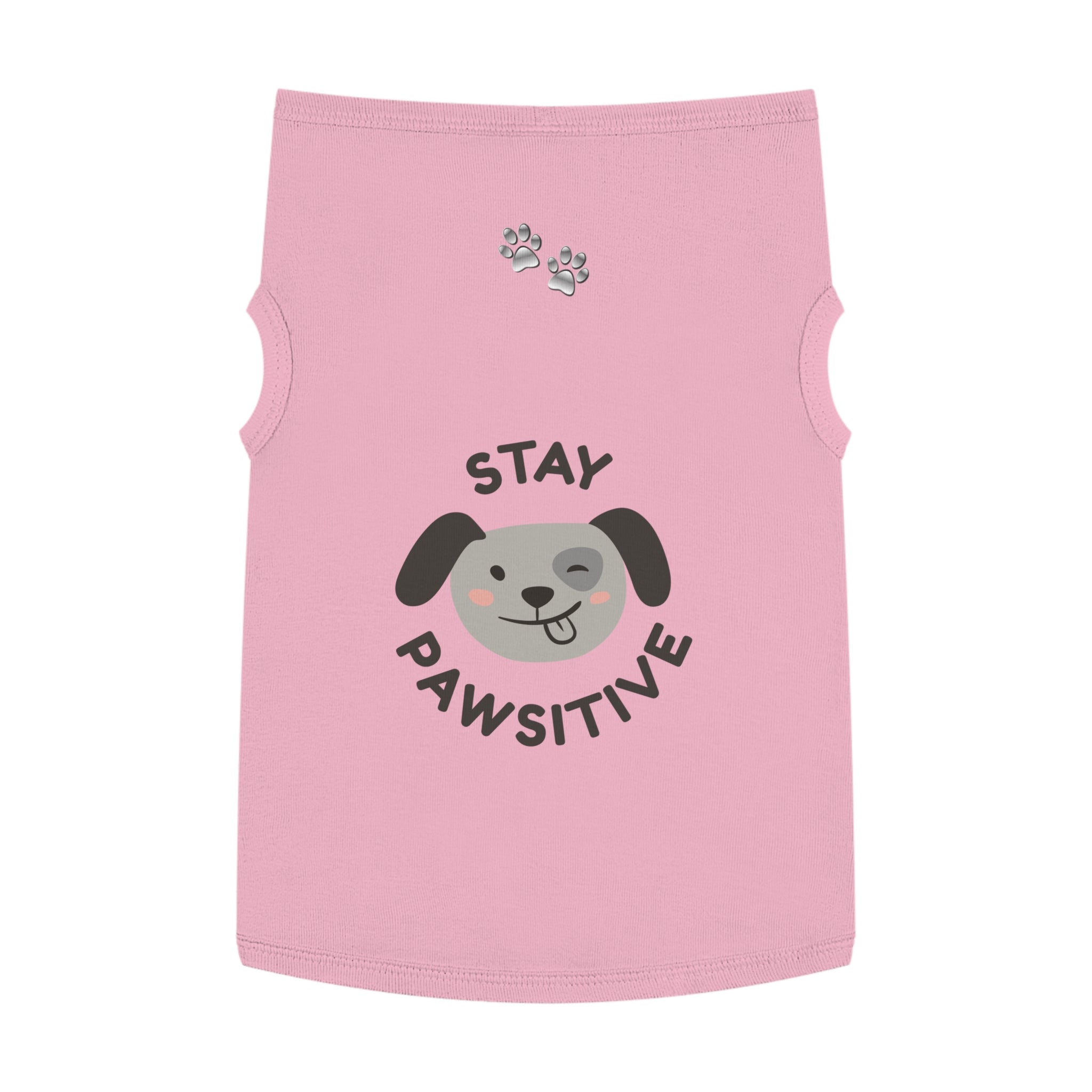 Stay Pawsitive Dog Tank Top — Cute Puppy Graphic Pet Shirt