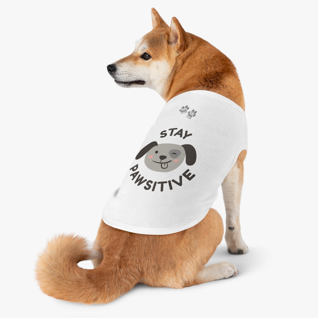 Stay Pawsitive Dog Tank Top — Cute Puppy Graphic Pet Shirt