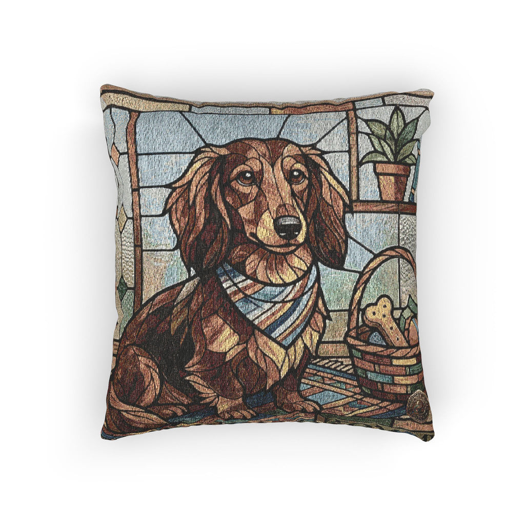 Woven Pillow Stained Glass Dog