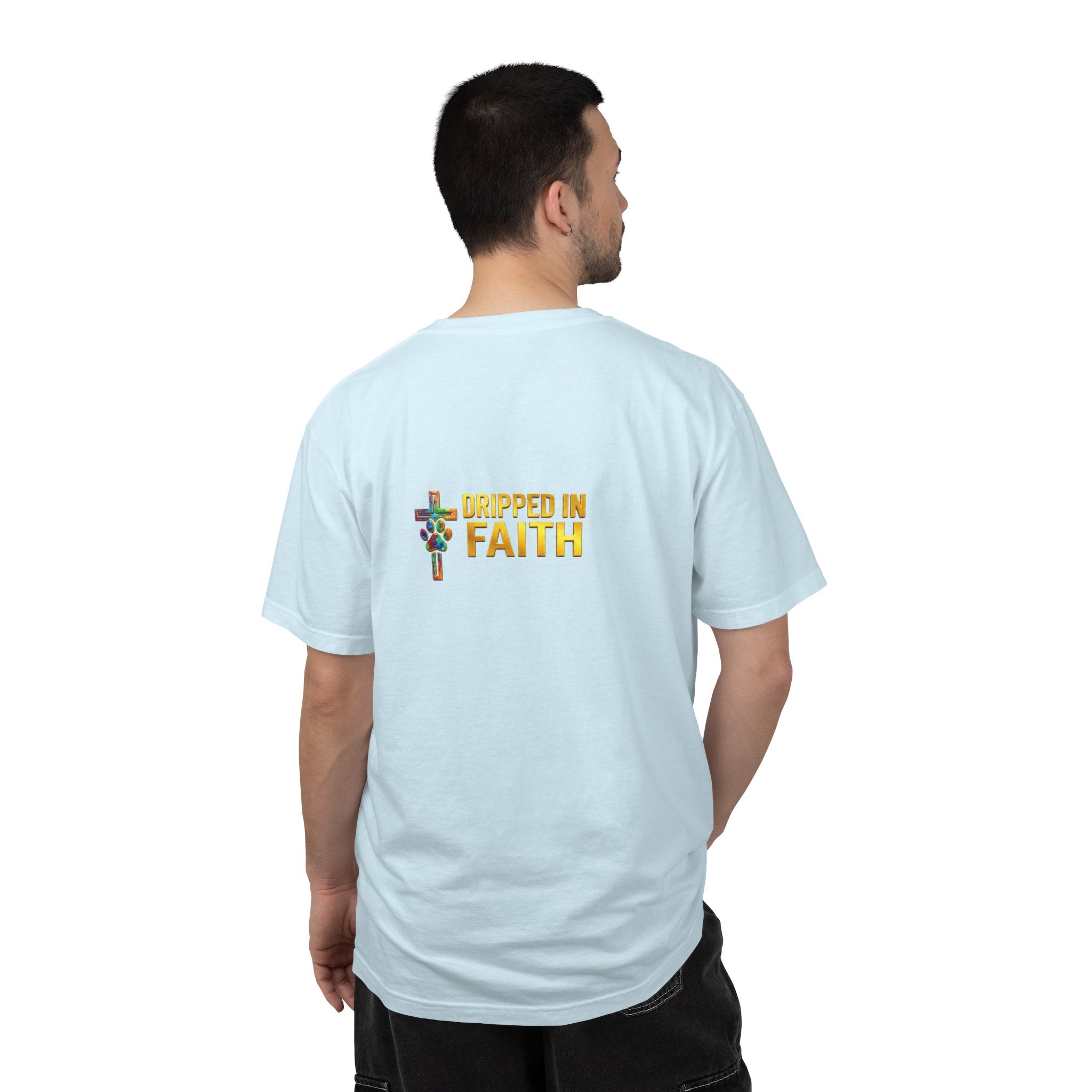 Unisex Christian Dog Grafitti T‑Shirt — "For He Shall Give His Angels Charge Over You" Inspirational Paw Print Tee