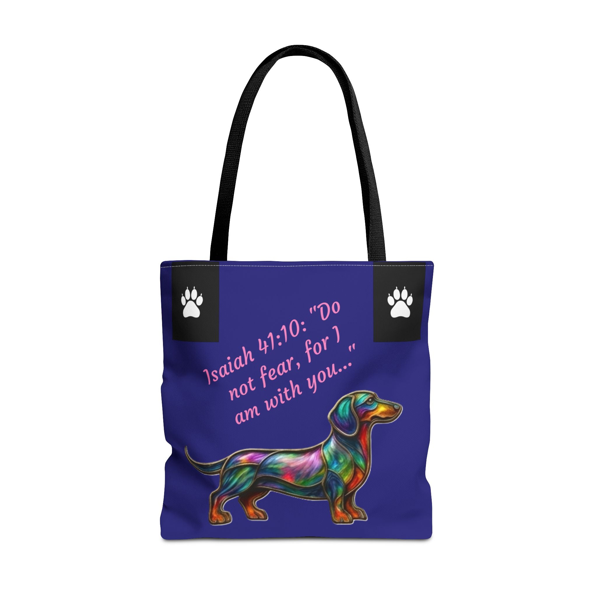 Copy of Faithful Paws City Dachshund Tote — Isaiah 41:10 Inspirational Dog Lover Bag