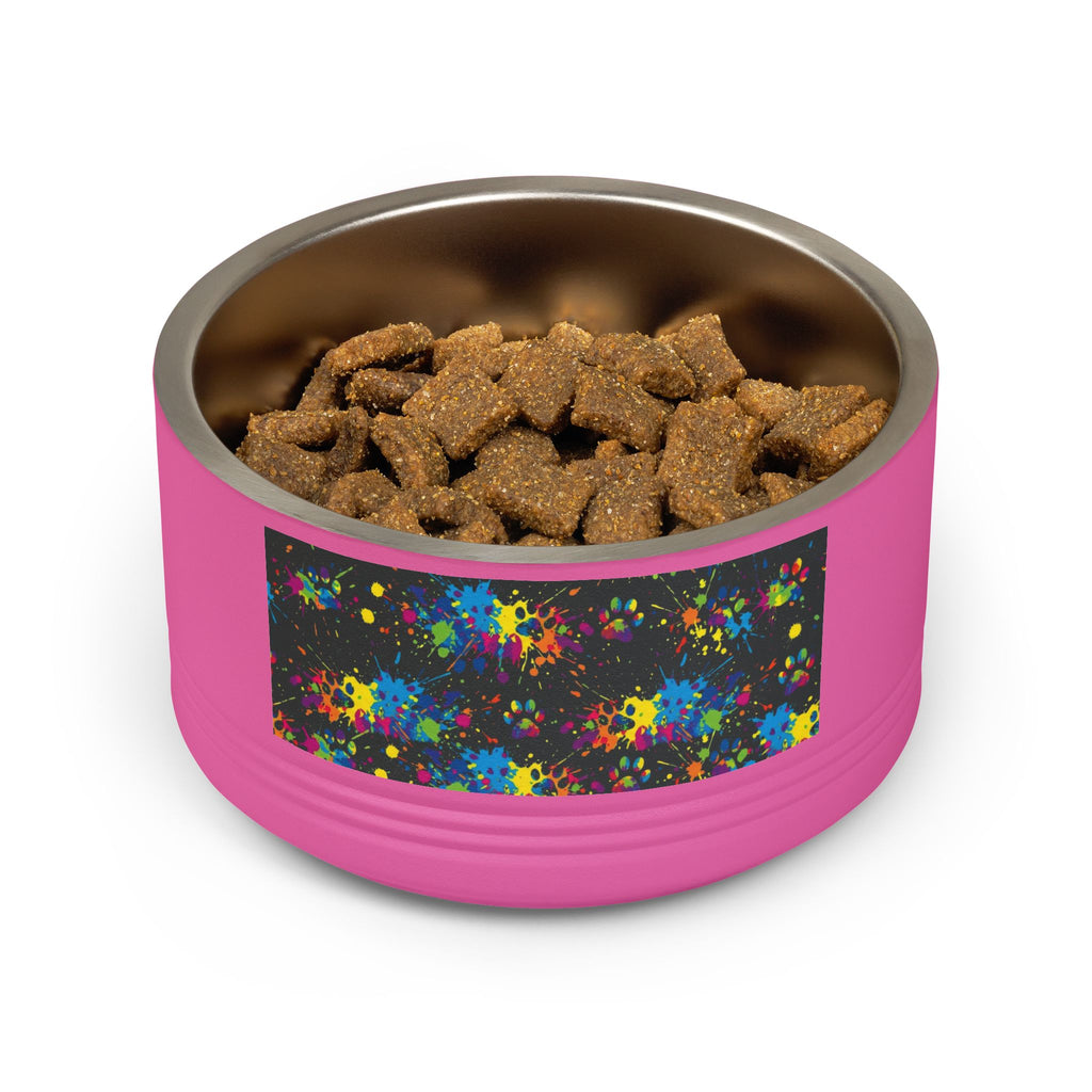 Tigela para Cão — Tigela para Animais de Estimação de Aço Inoxidável com Ossos Azuis-Petróleo e Patas Cor de Laranja (532 ml)
