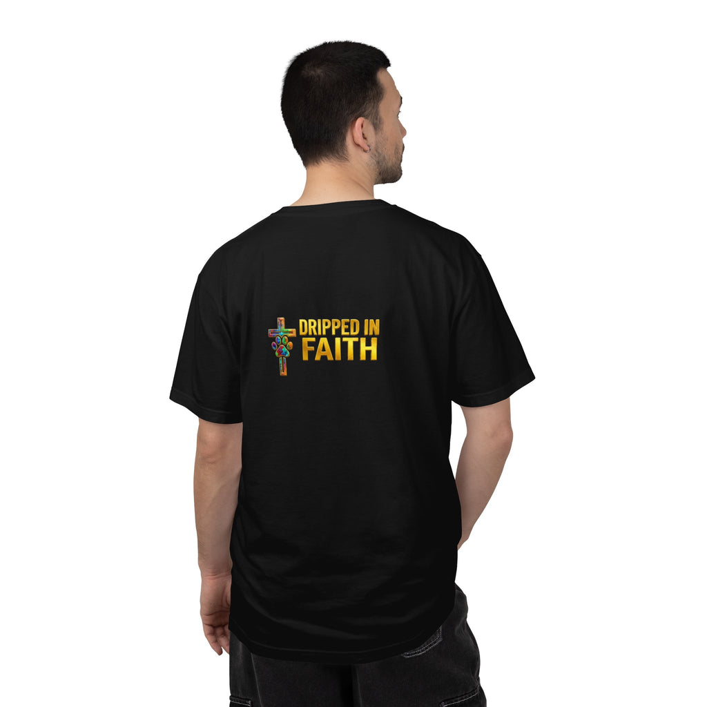 Unisex Christian Dog Grafitti T‑Shirt — "For He Shall Give His Angels Charge Over You" Inspirational Paw Print Tee