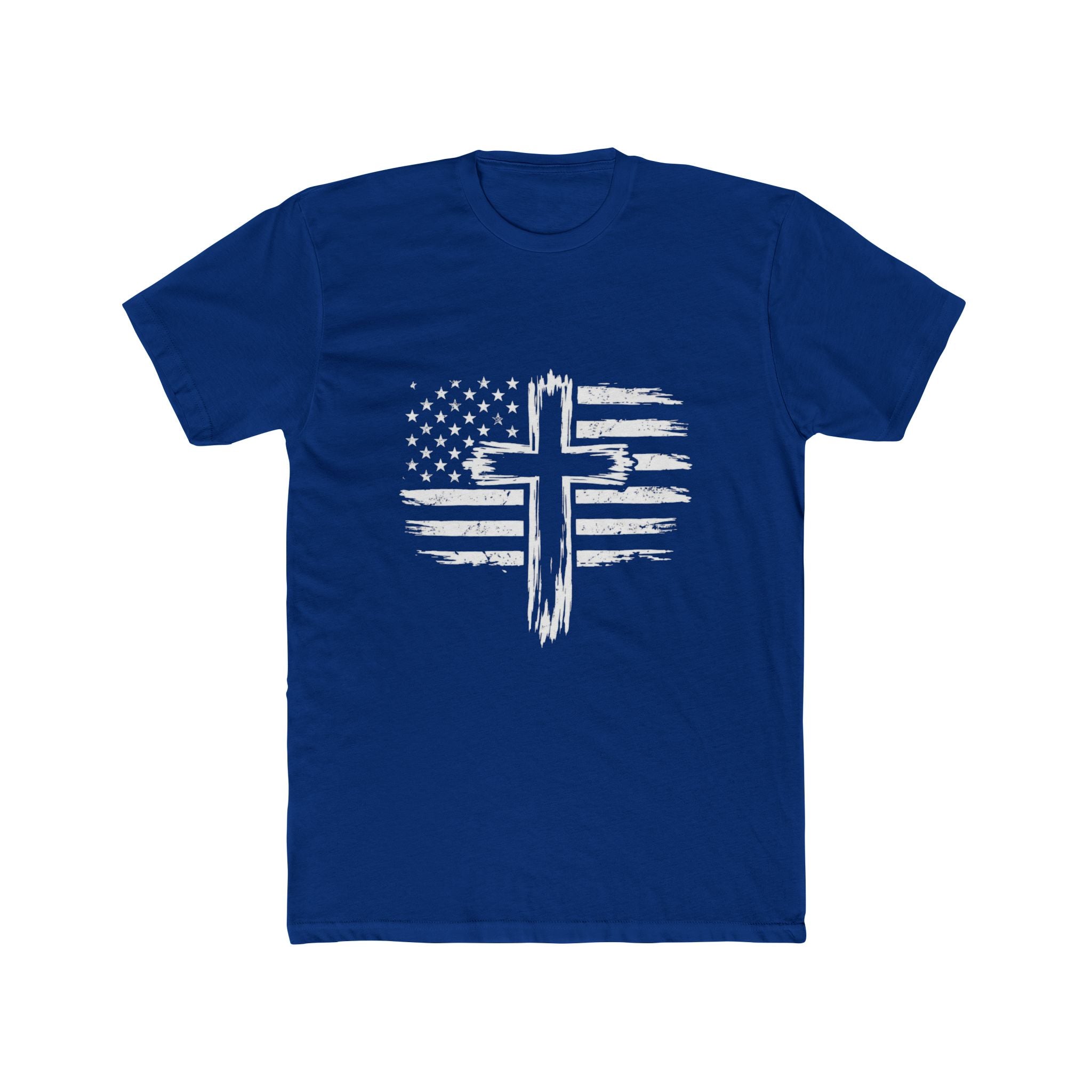 Christian Cross American Flag T-Shirt — Distressed Patriotic Faith Tee