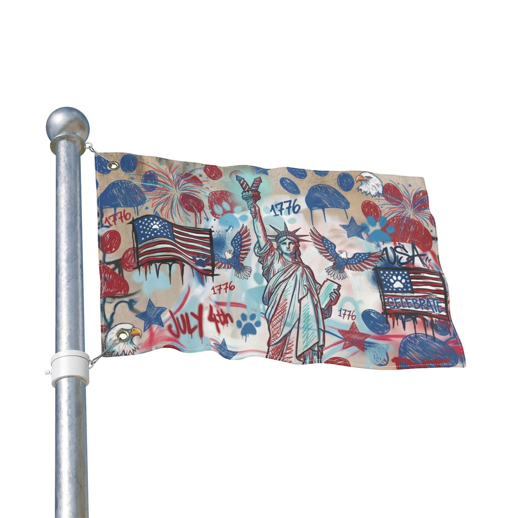 Patriotic Double-Sided Garden Flag — "Oh My Stars" & Statue of Liberty 4th of July Decor