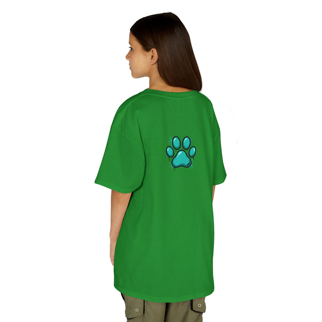 Kids Grafitti Dachshund T-Shirt — "Faithful Paws City" Colorful Angels & Paw Print Graphic Tee
