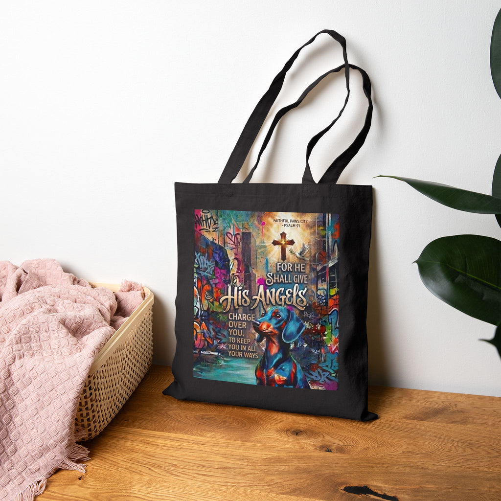 Faithful Paws City Cotton Tote Bag — "His Angels" Inspirational Pet Rescue Design