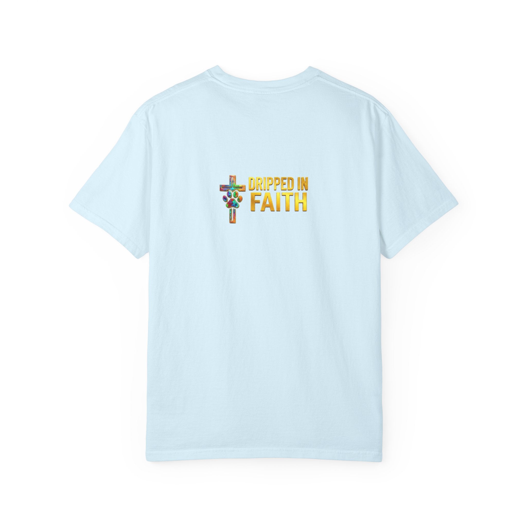 Unisex Christian Dog Grafitti T‑Shirt — "For He Shall Give His Angels Charge Over You" Inspirational Paw Print Tee