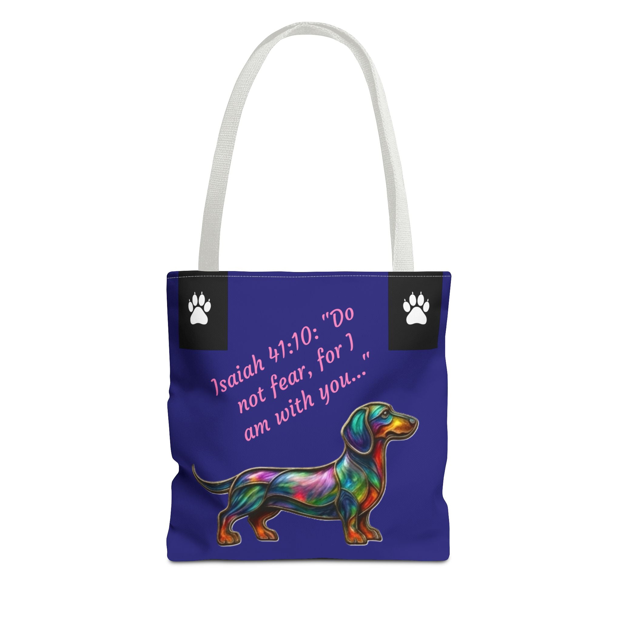 Copy of Faithful Paws City Dachshund Tote — Isaiah 41:10 Inspirational Dog Lover Bag