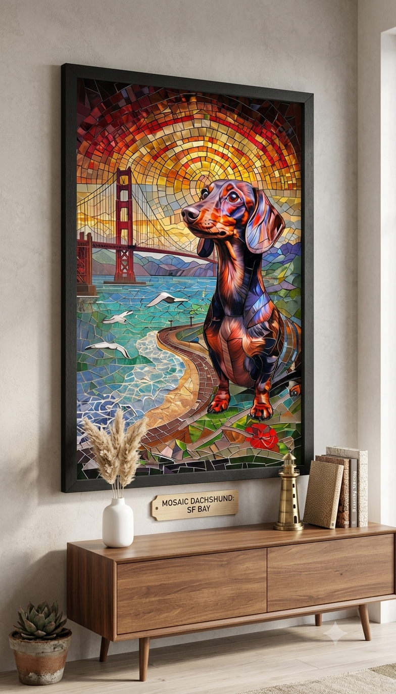 Stained Glass Dachshund — Golden Gate Digital Art Print