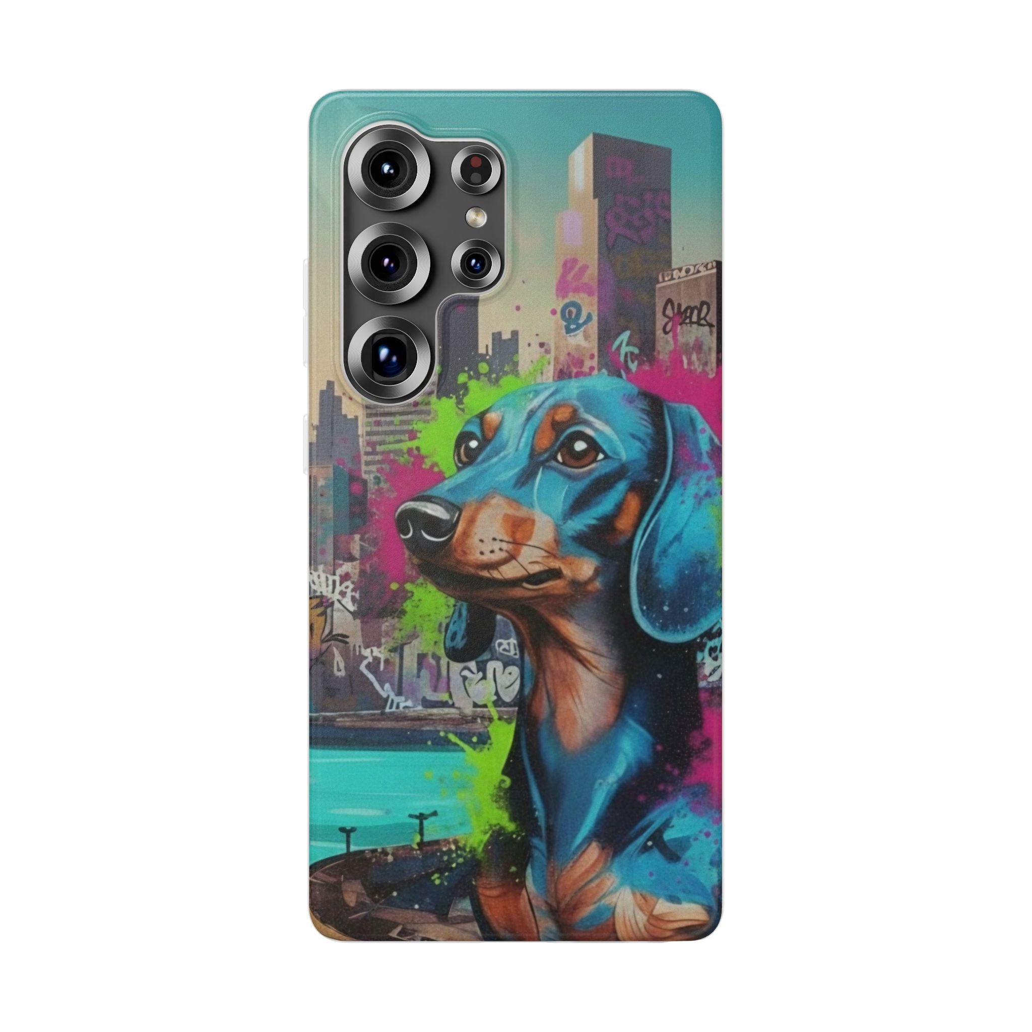 Dachshund Street Art Flexi Phone Case — Colorful Graffiti Dog iPhone Case