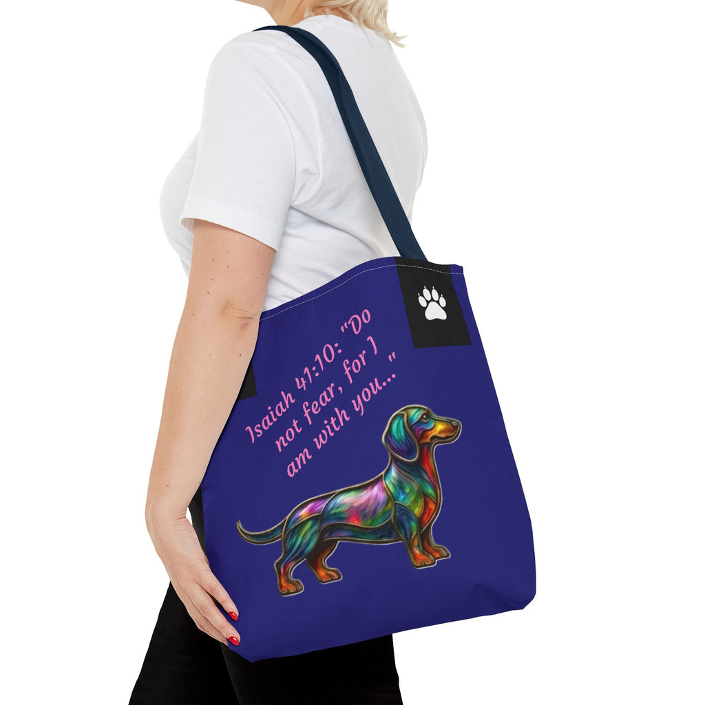 Cópia da Mala de Mão Dachshund City Patas Fiéis — Mala Inspiradora para Amantes de Cães Isaías 41:10