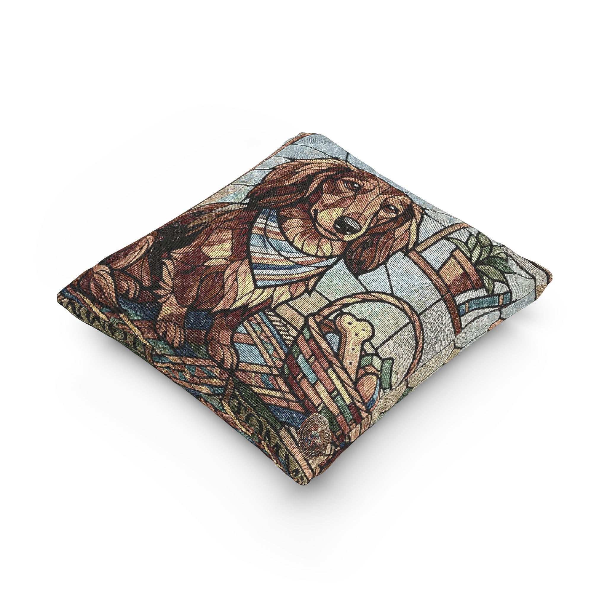 Woven Pillow Stained Glass Dog