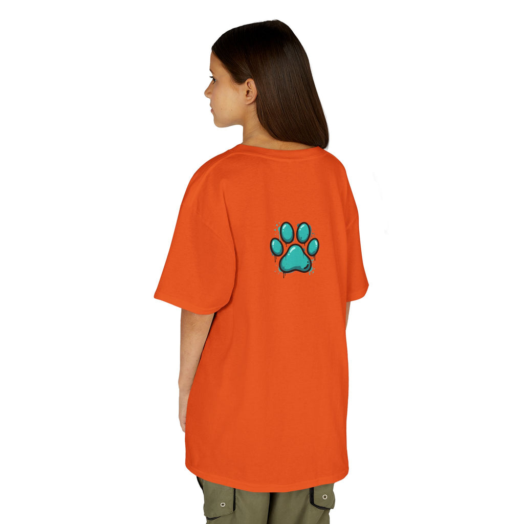 Kids Grafitti Dachshund T-Shirt — "Faithful Paws City" Colorful Angels & Paw Print Graphic Tee