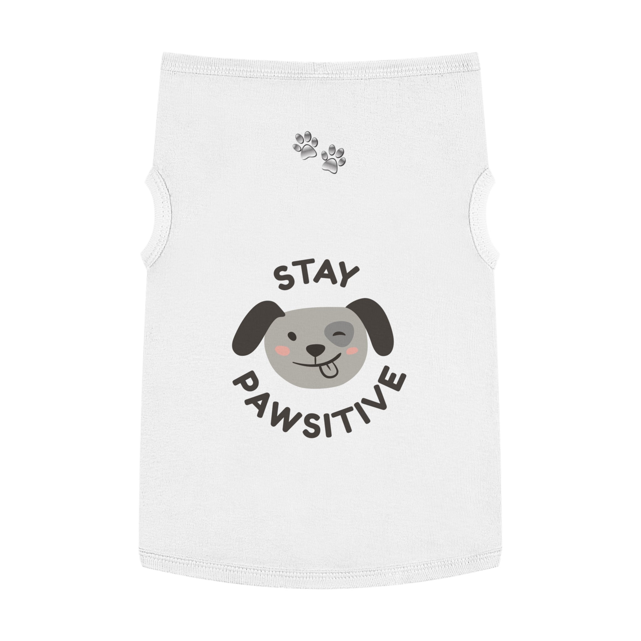 Stay Pawsitive Dog Tank Top — Cute Puppy Graphic Pet Shirt