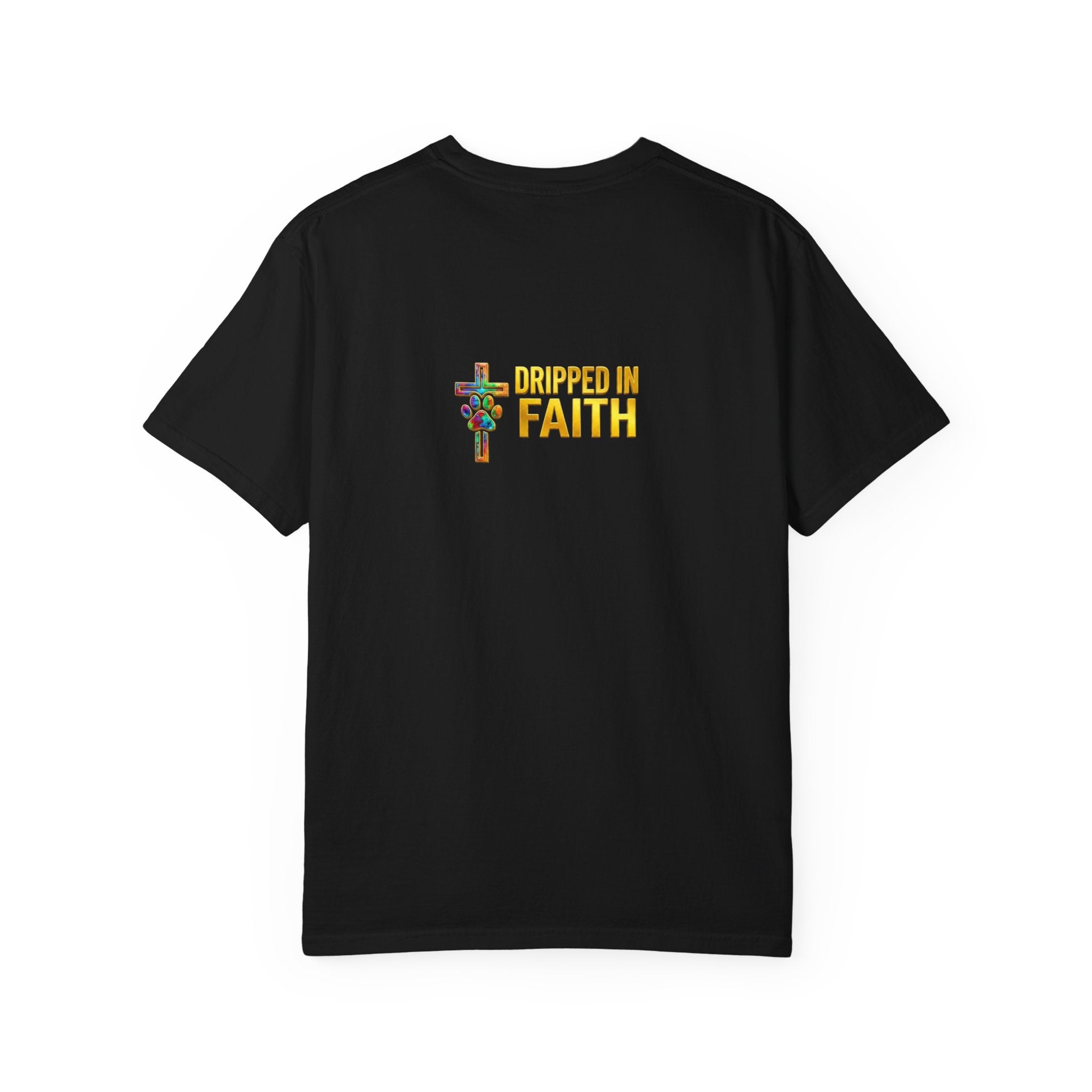 Unisex Christian Dog Grafitti T‑Shirt — "For He Shall Give His Angels Charge Over You" Inspirational Paw Print Tee