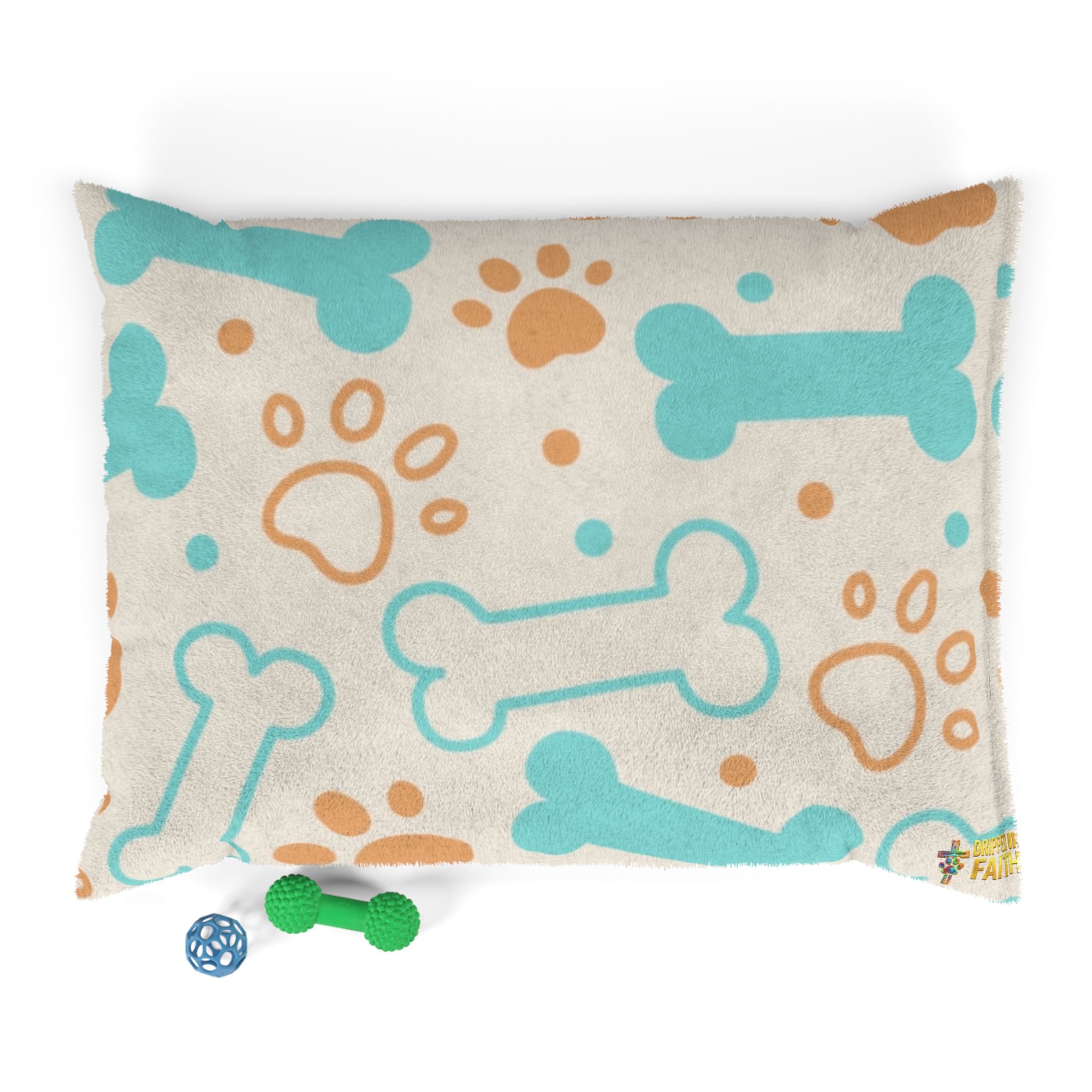 Plush Dog Bone & Paw Print Pet Bed — Cozy Orthopedic Cushion for Small & Medium Dogs