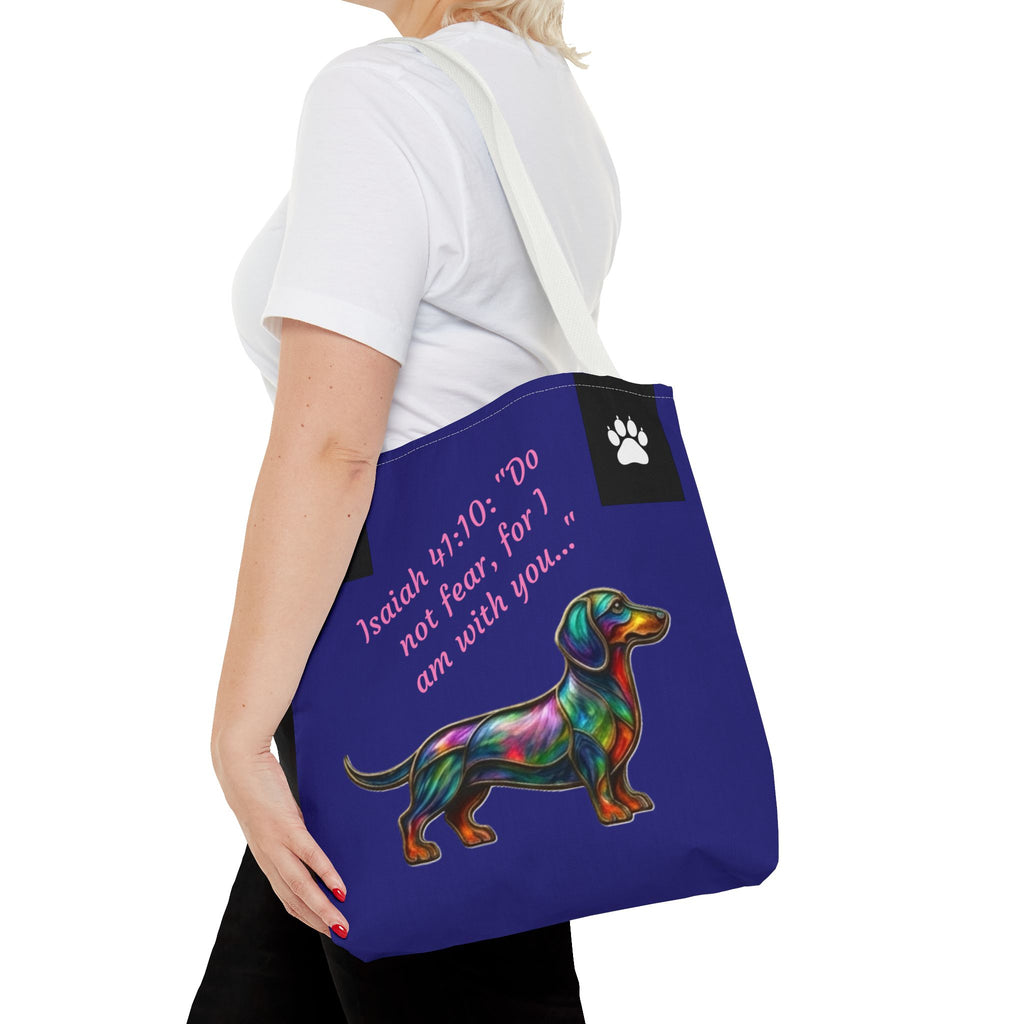 Cópia da Mala de Mão Dachshund City Patas Fiéis — Mala Inspiradora para Amantes de Cães Isaías 41:10