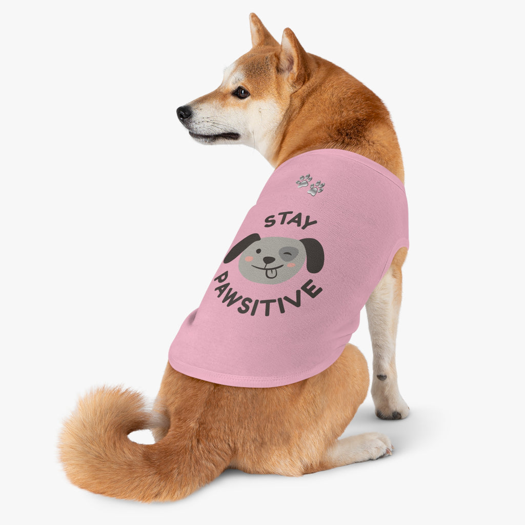 Stay Pawsitive Dog Tank Top — Cute Puppy Graphic Pet Shirt