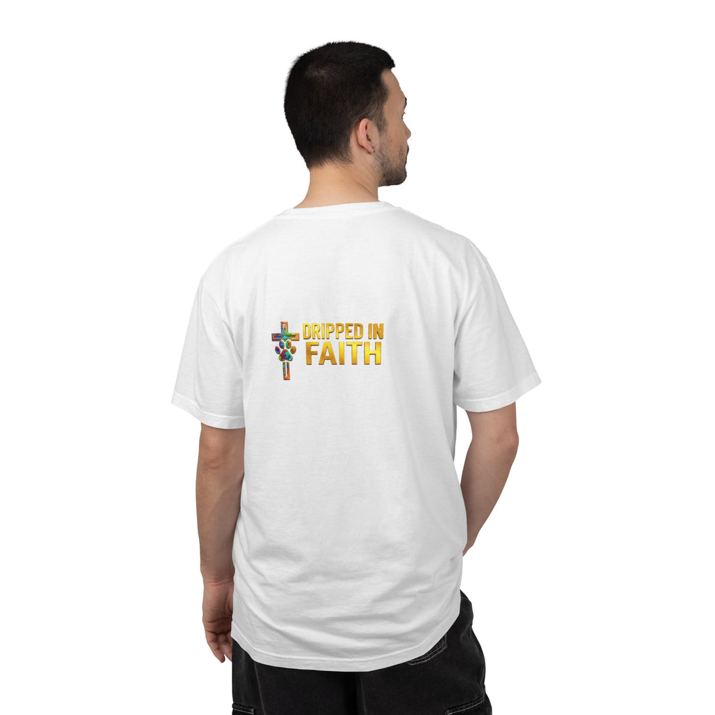 Unisex Christian Dog Grafitti T‑Shirt — "For He Shall Give His Angels Charge Over You" Inspirational Paw Print Tee