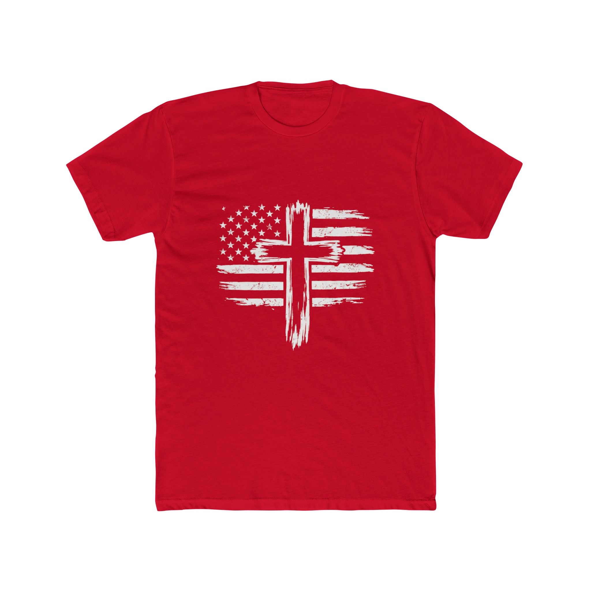 Christian Cross American Flag T-Shirt — Distressed Patriotic Faith Tee