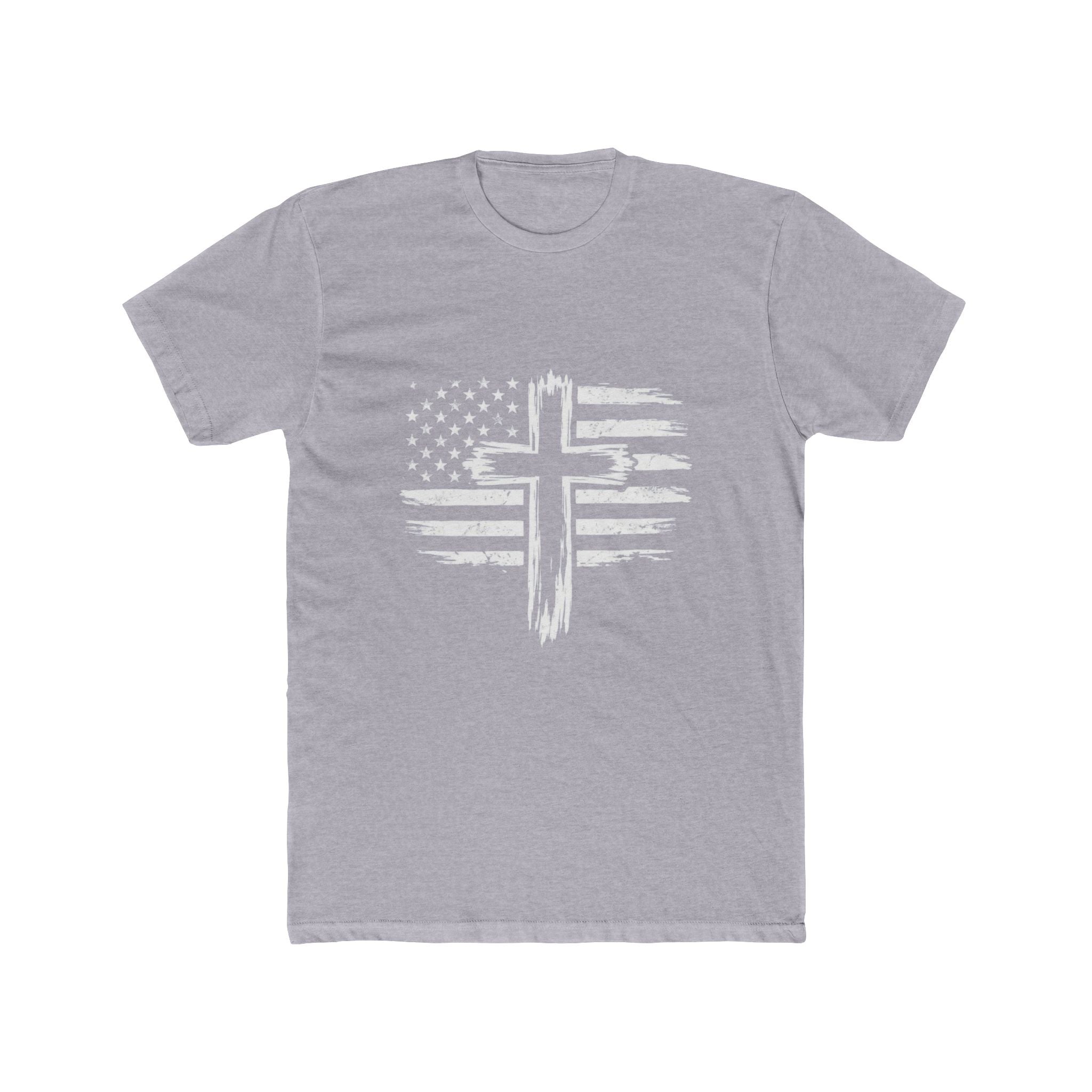 Christian Cross American Flag T-Shirt — Distressed Patriotic Faith Tee