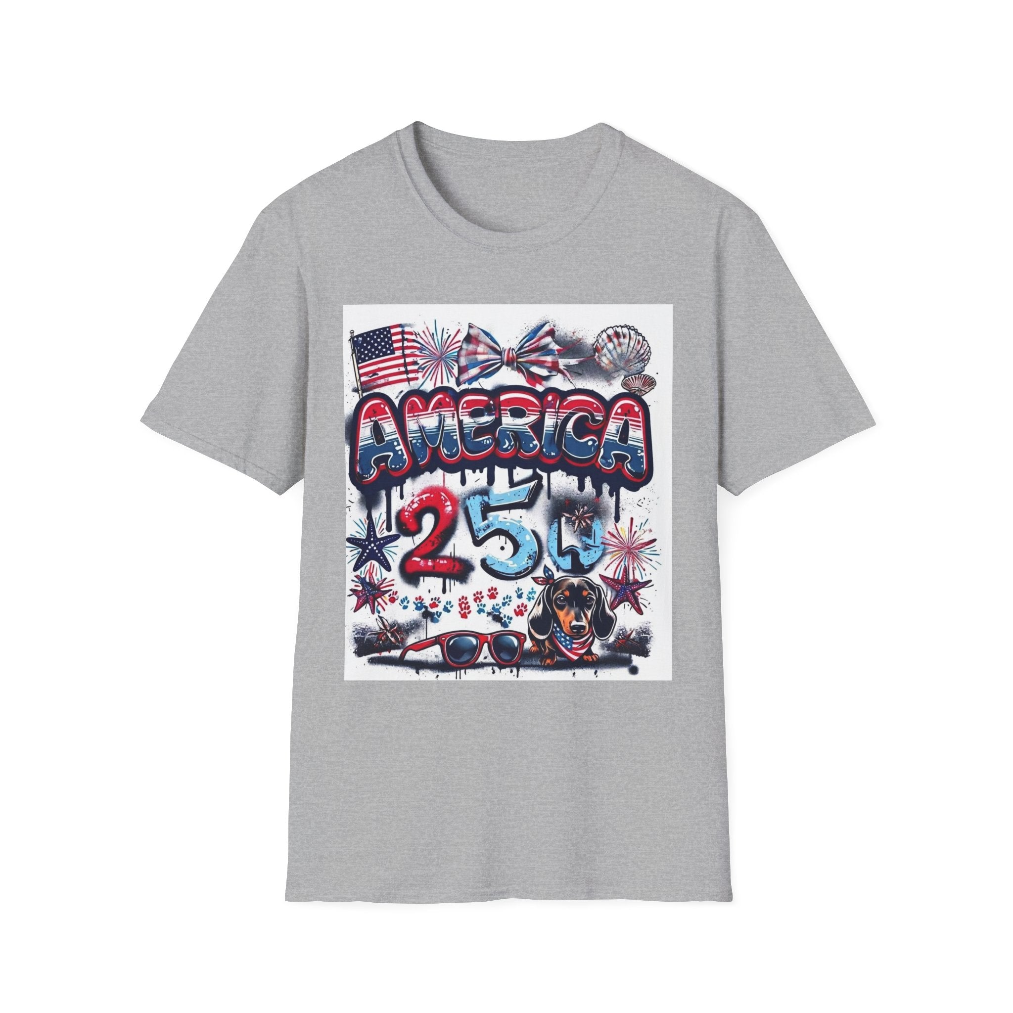 T-Shirt Gráfica 4 de Julho América — Bandeira dos EUA Patriótica e Design de Fogo de Artifício