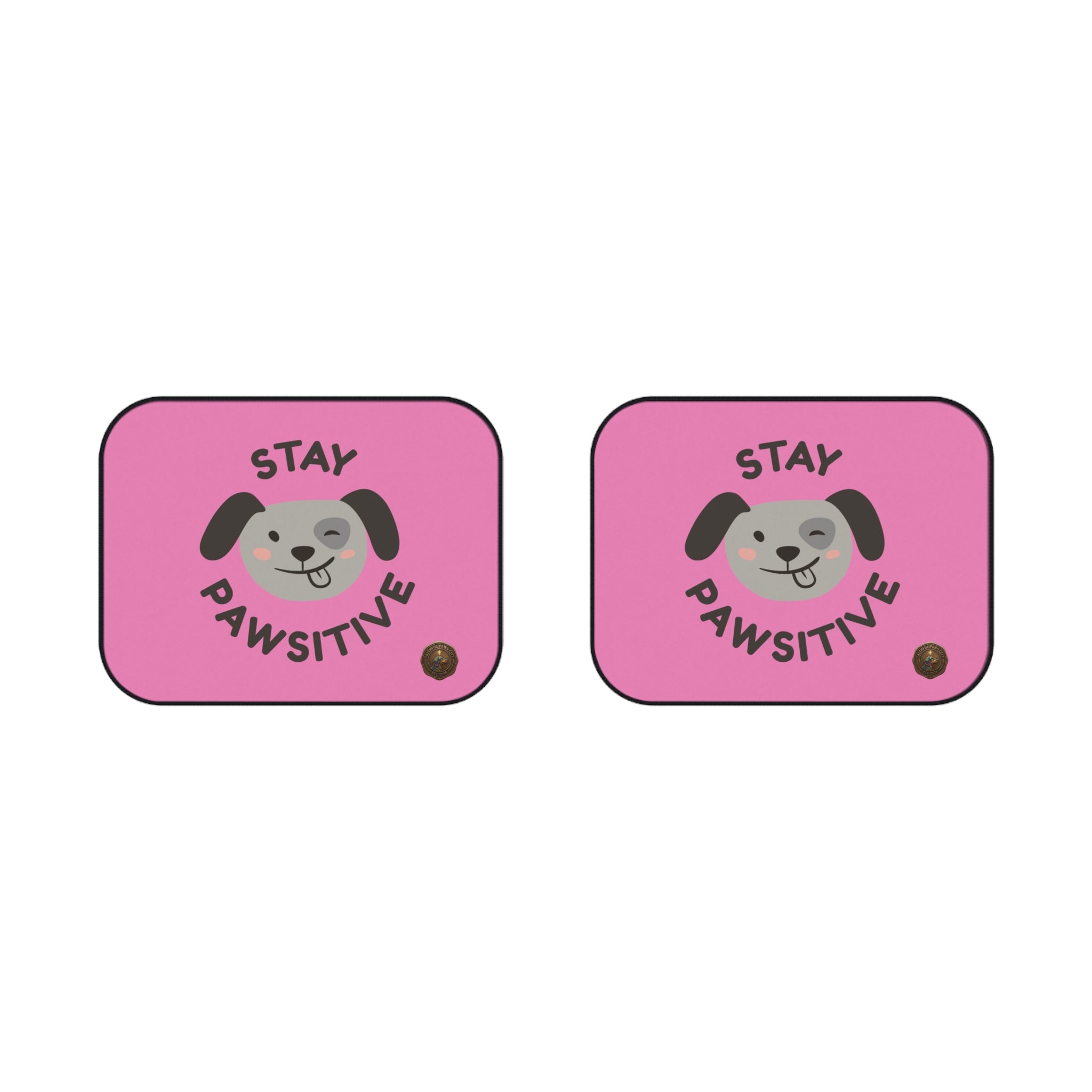 Tapetes Rosa para Carro - Tapetes Traseiros para Cão "Stay Pawsitive" (Pack de 2)