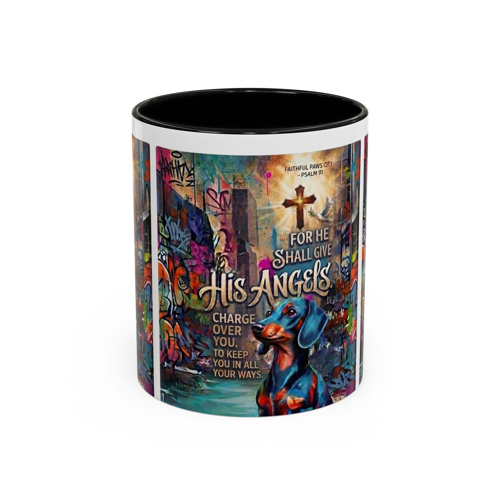 His Angels Coffee Mug — Colorful Christian Scripture 11/15oz Accent Mug
