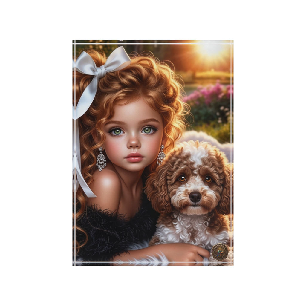 Photo Block — Bloco de Arte com Foto Decorativa de Menina e Cachorrinho