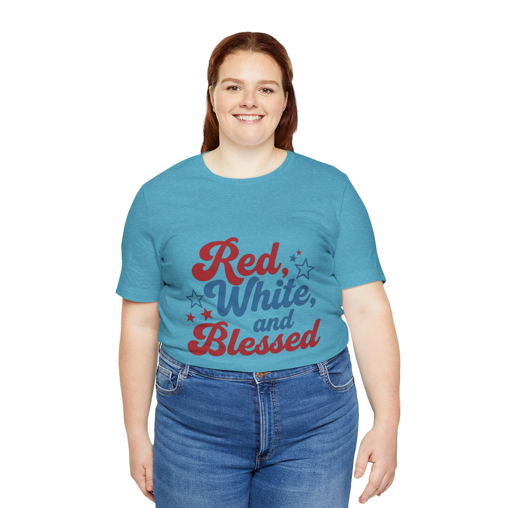 Unisex Jersey short sleeve Red, White, and Blessed T‑Shirt - 4th of July Theme