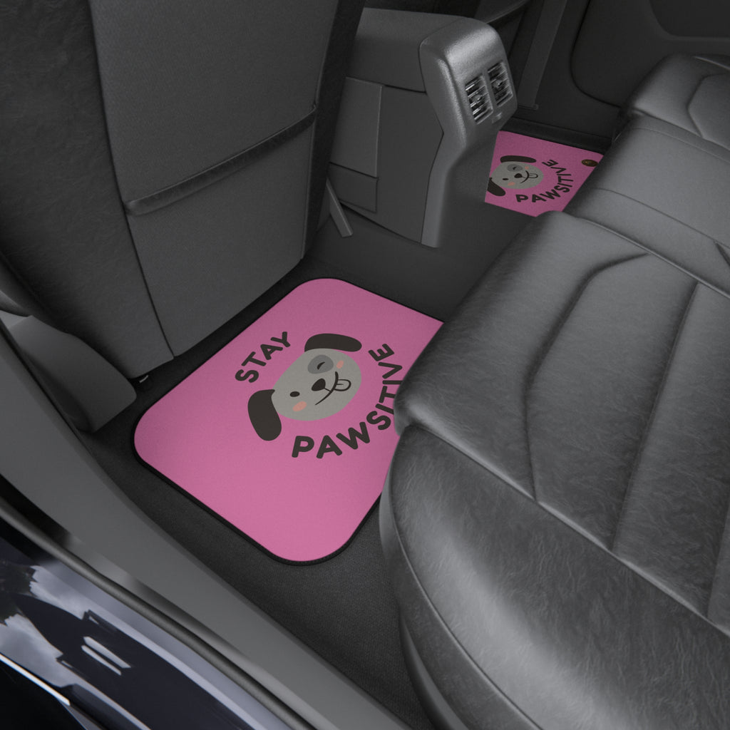 Tapetes Rosa para Carro - Tapetes Traseiros para Cão "Stay Pawsitive" (Pack de 2)